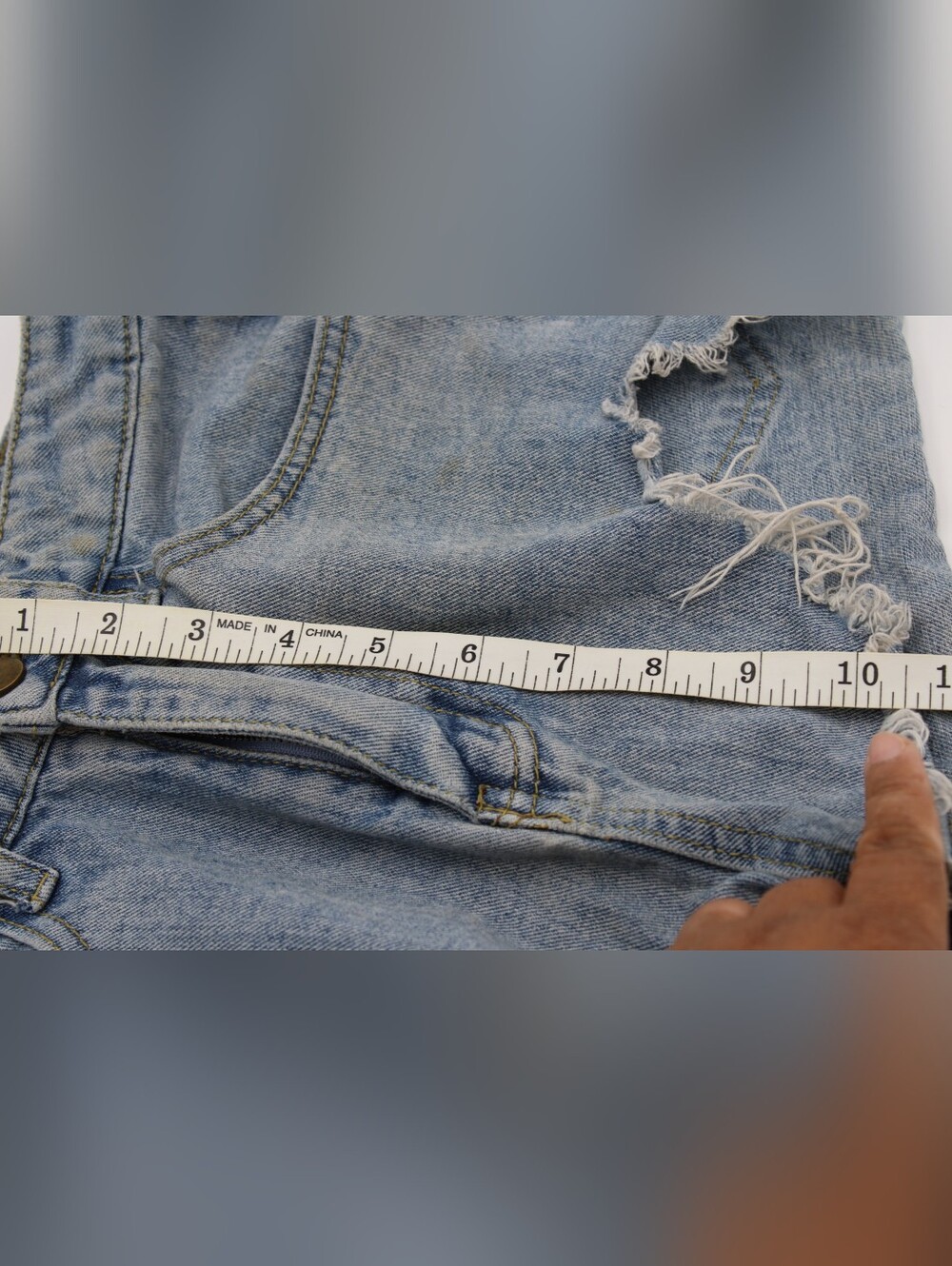 SHEIN Light Wash Distressed Jean Shorts - Size XS - Picture 5 of 6